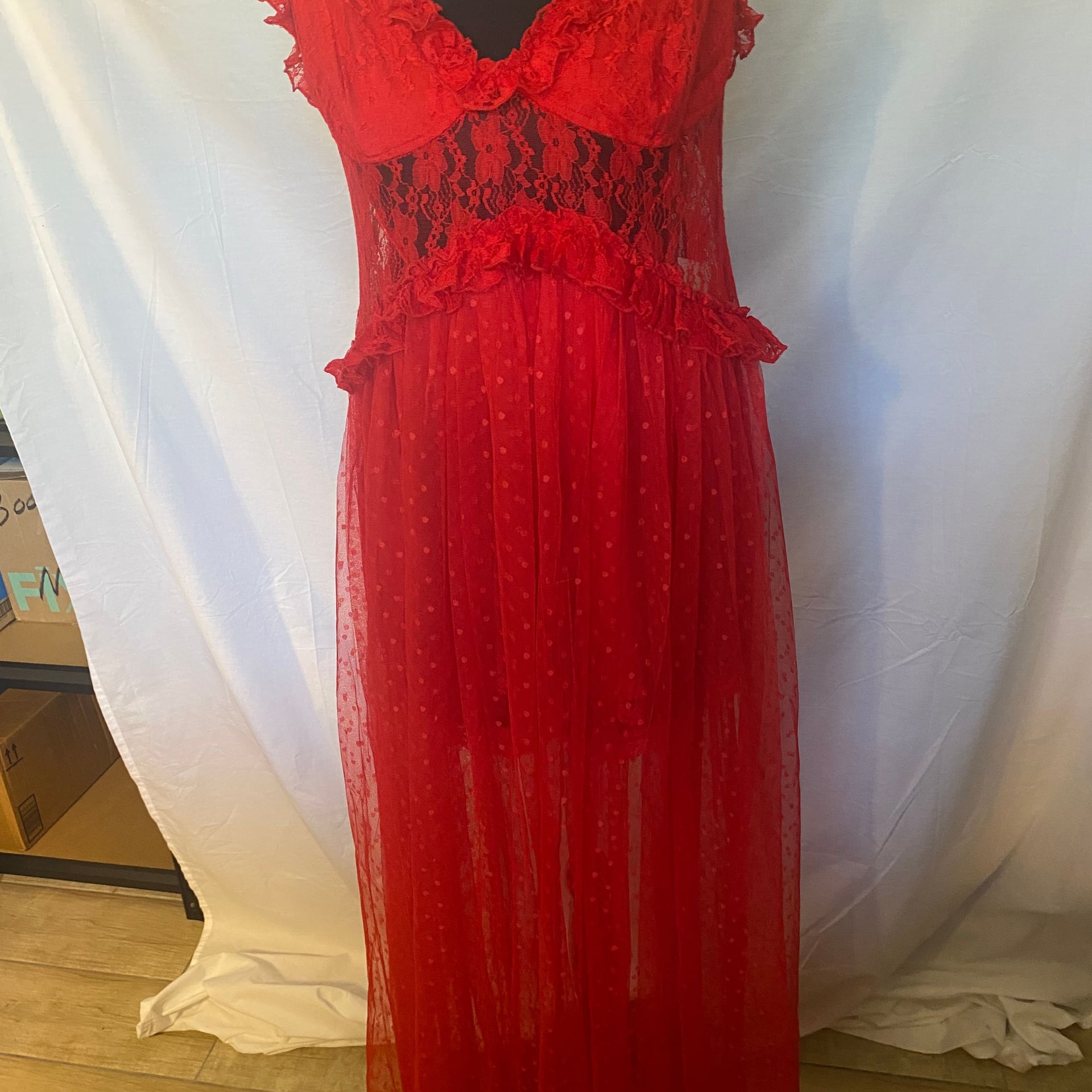 Red Lacy Dress from Choosy with built in body shaping shorts Size 1X 4