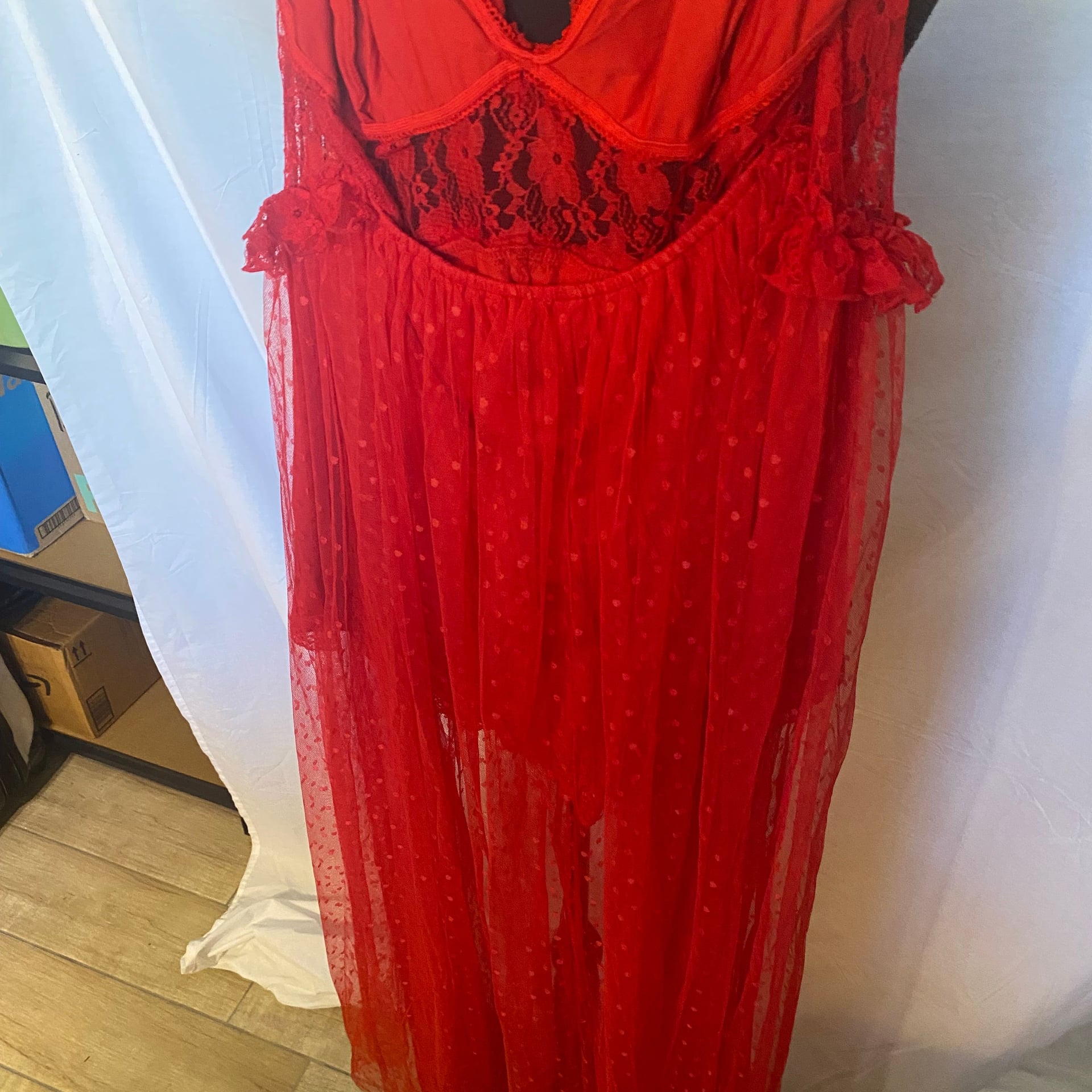 Red Lacy Dress from Choosy with built in body shaping shorts Size 1X 6