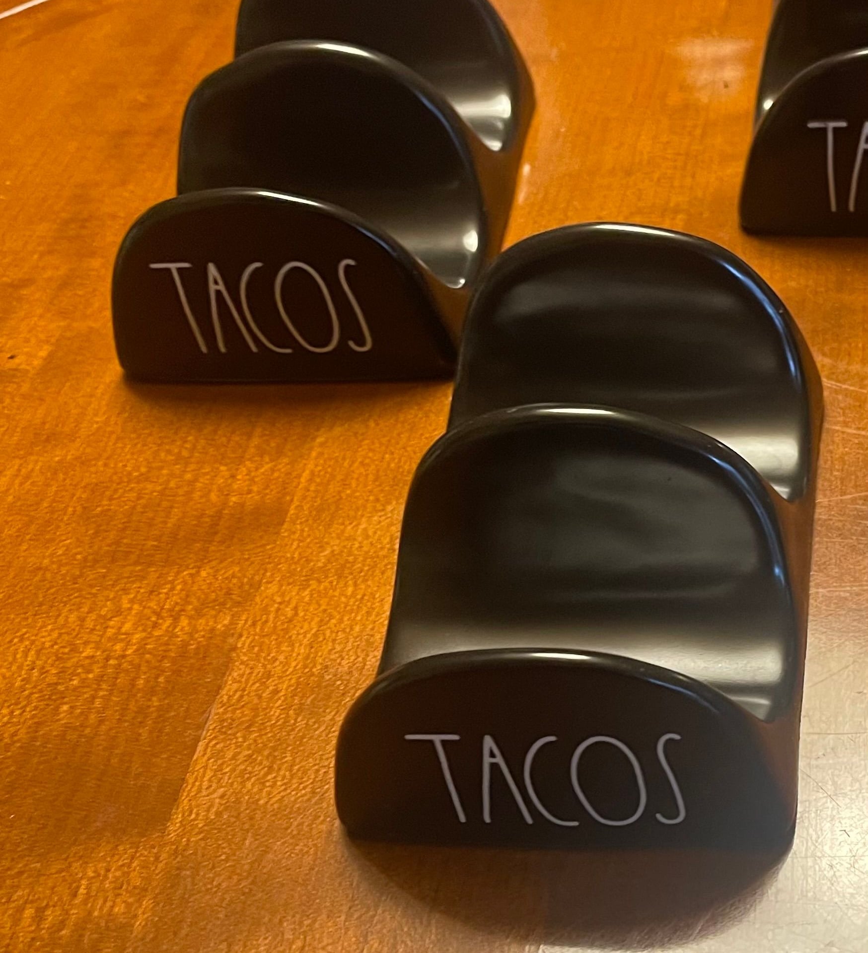 Rae Dunn Black "TACOS" Ceramic Taco Holder, Set of 2 1