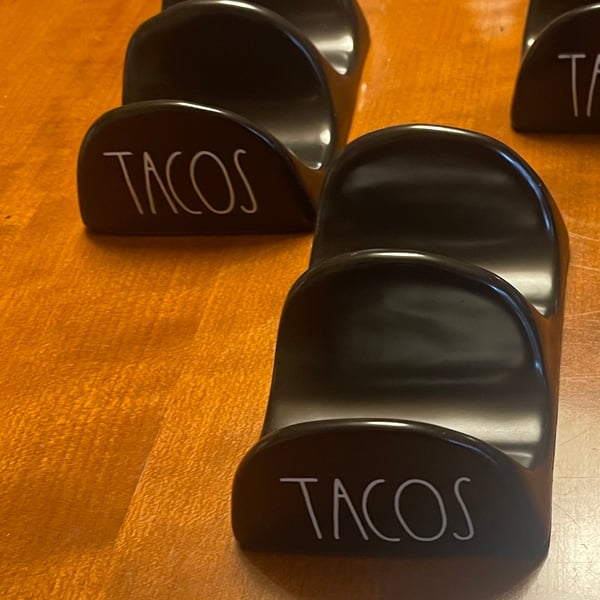 Rae Dunn Black "TACOS" Ceramic Taco Holder, Set of 2