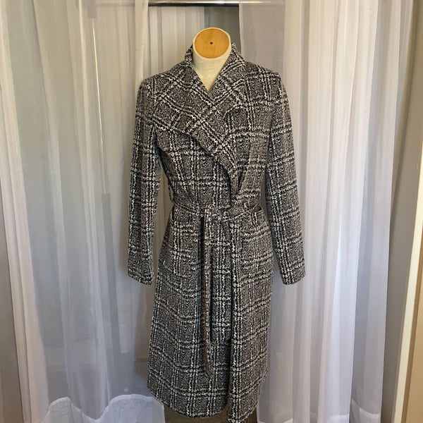 Sugar Rain Black And White Plaid Trench Coat