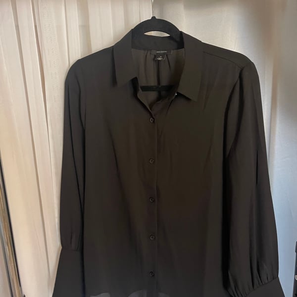 Halogen Long Sleeve Button-Up Shirt in Rich Black