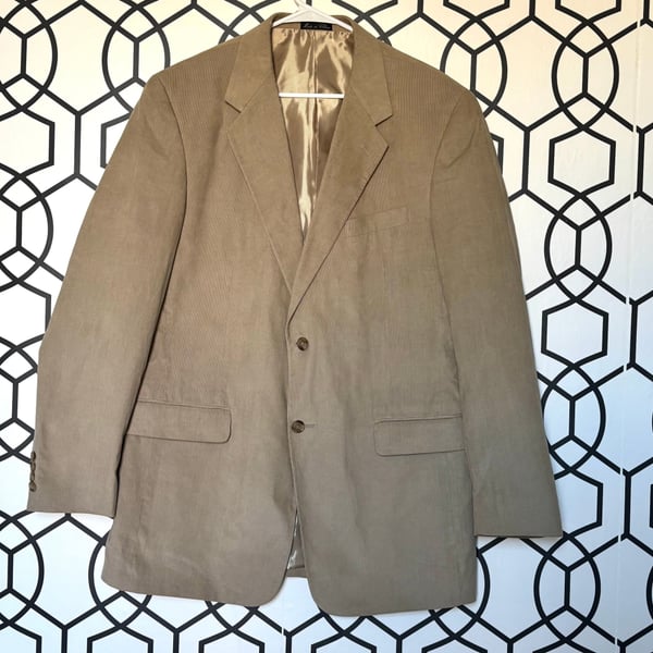 Men's Alan Flusser Tan Corduroy Suit Jacket - Two Button Blazer 42L