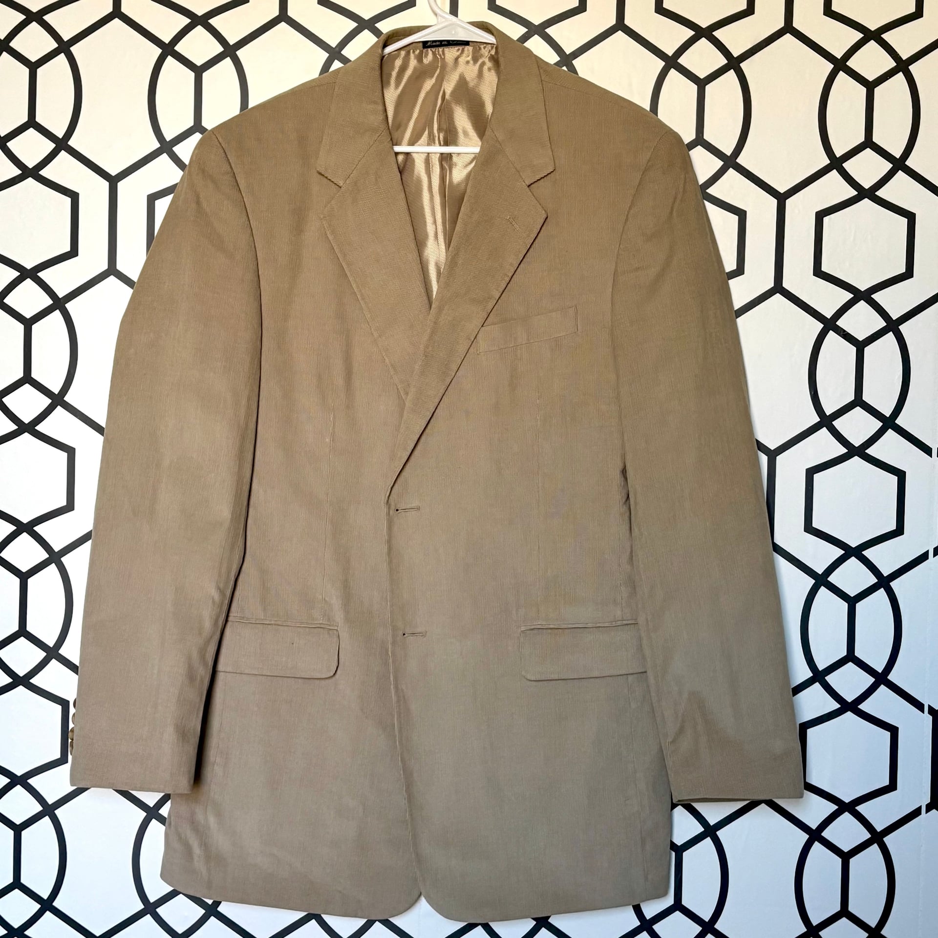 Men's Alan Flusser Tan Corduroy Suit Jacket - Two Button Blazer 42L 2