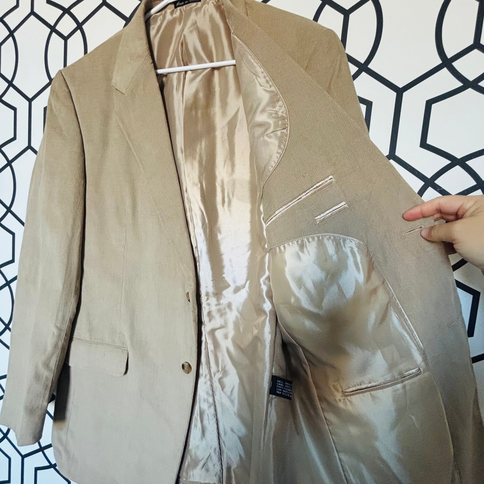 Men's Alan Flusser Tan Corduroy Suit Jacket - Two Button Blazer 42L 3