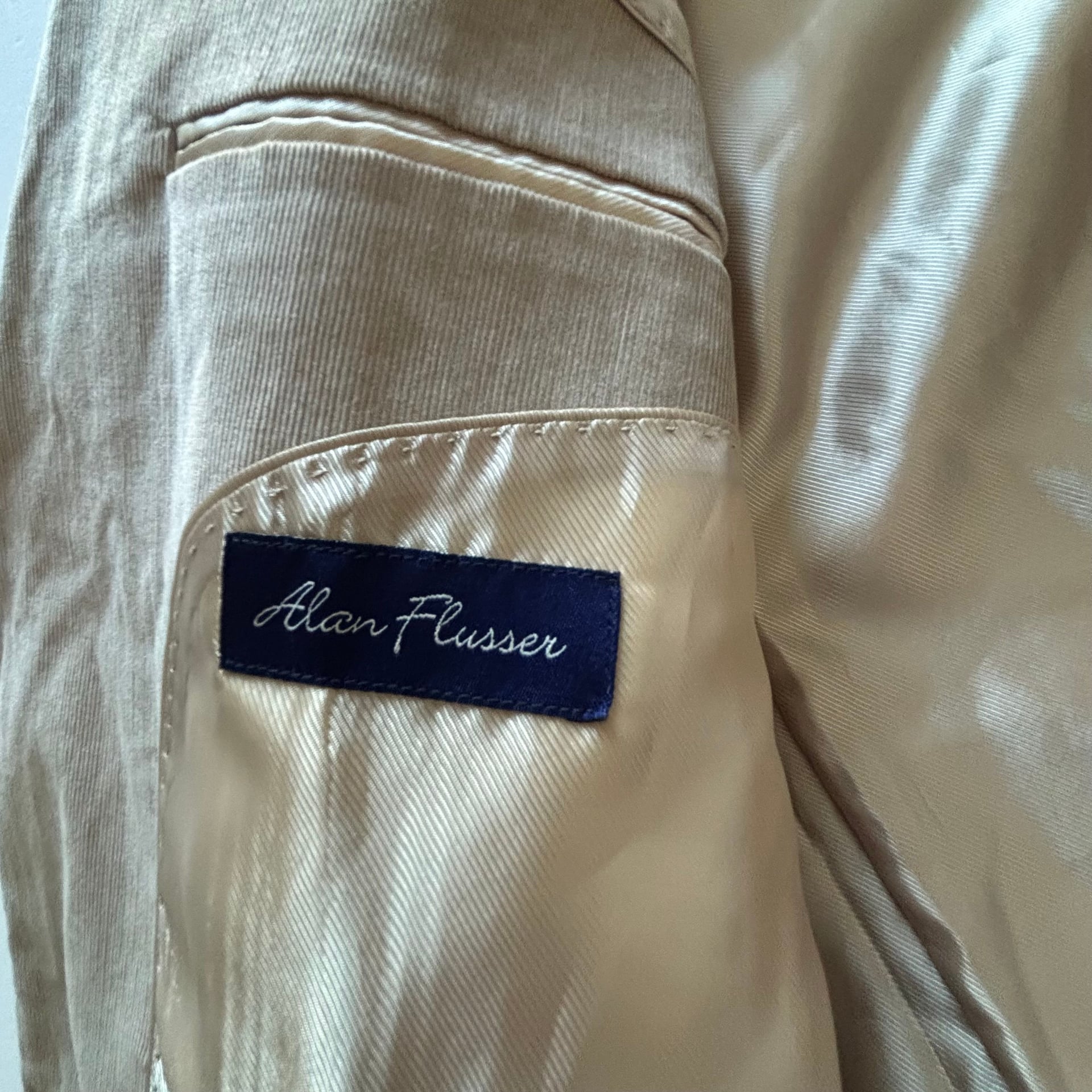 Men's Alan Flusser Tan Corduroy Suit Jacket - Two Button Blazer 42L 6