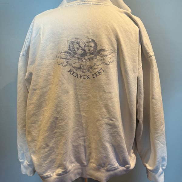 Brandy Melville Heaven Sent Angel Zip Hoodie White Oversized Y2K