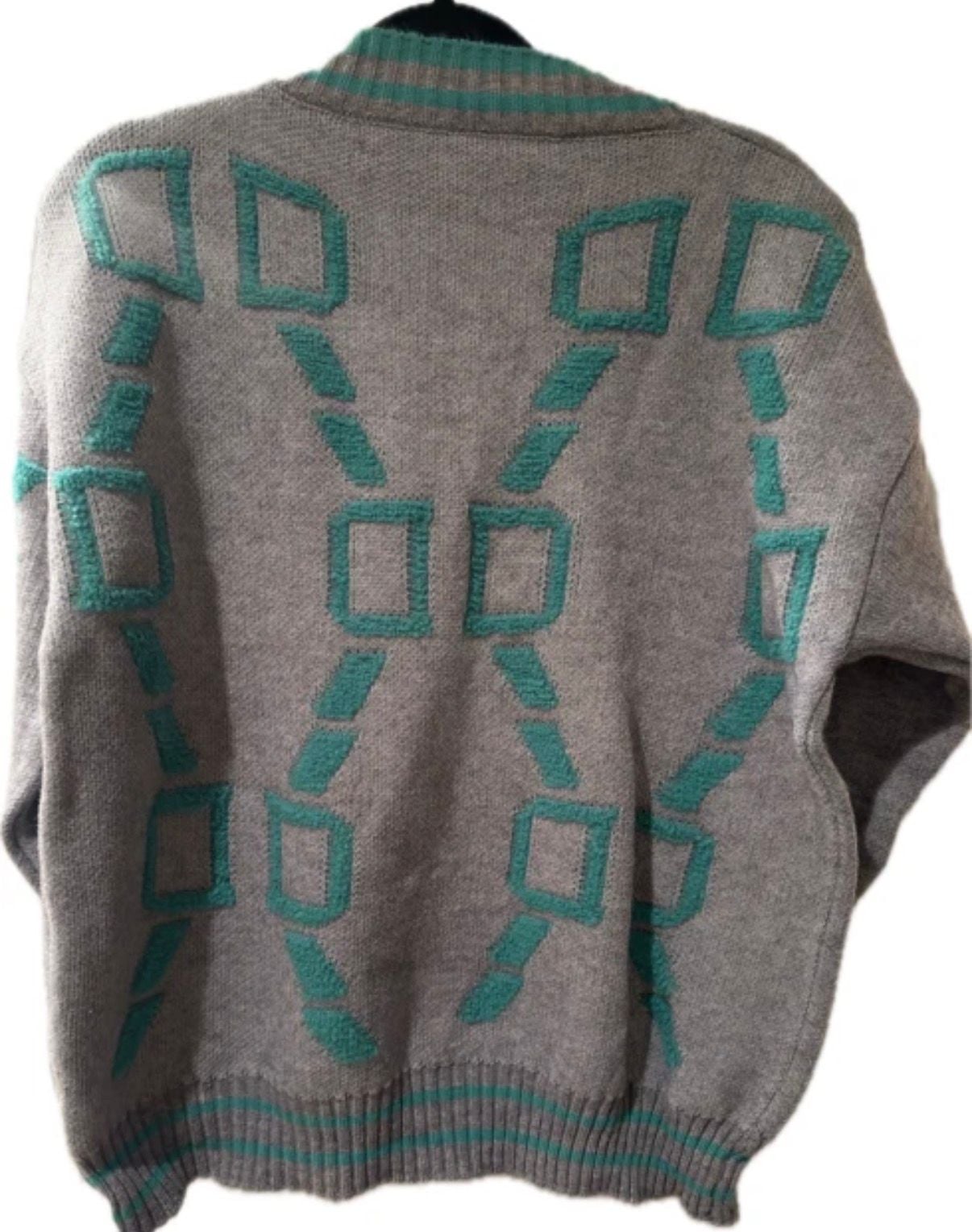 Women's Geometric Color Block Button Down Cardigan Sweater 5