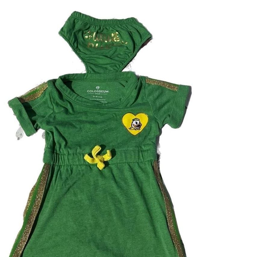 Colosseum Infant Oregon Ducks Dress & Bloomers Set, Green & Gold 1