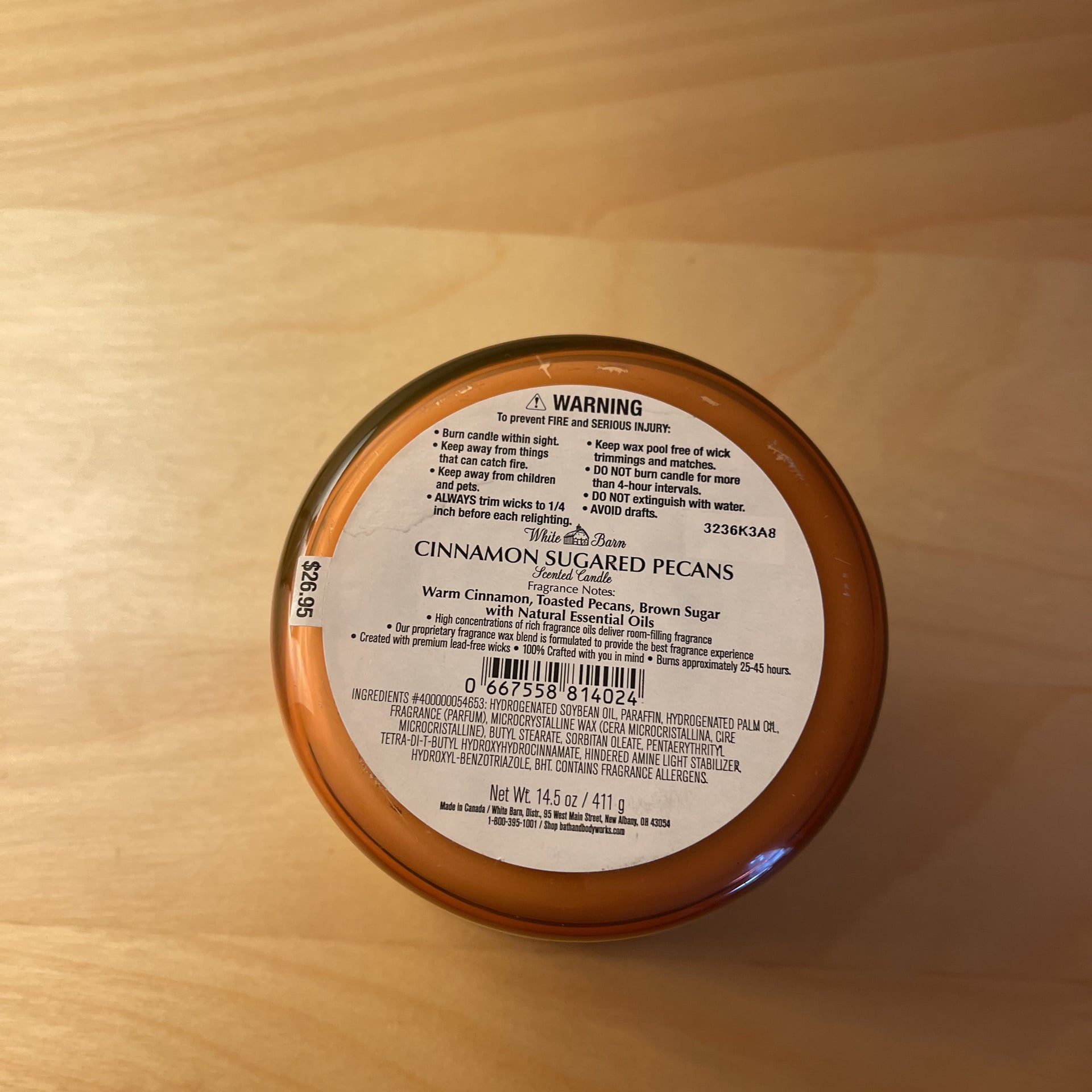 Bath & Body Works Cinnamon Sugared Pecans 3-Wick Candle 3