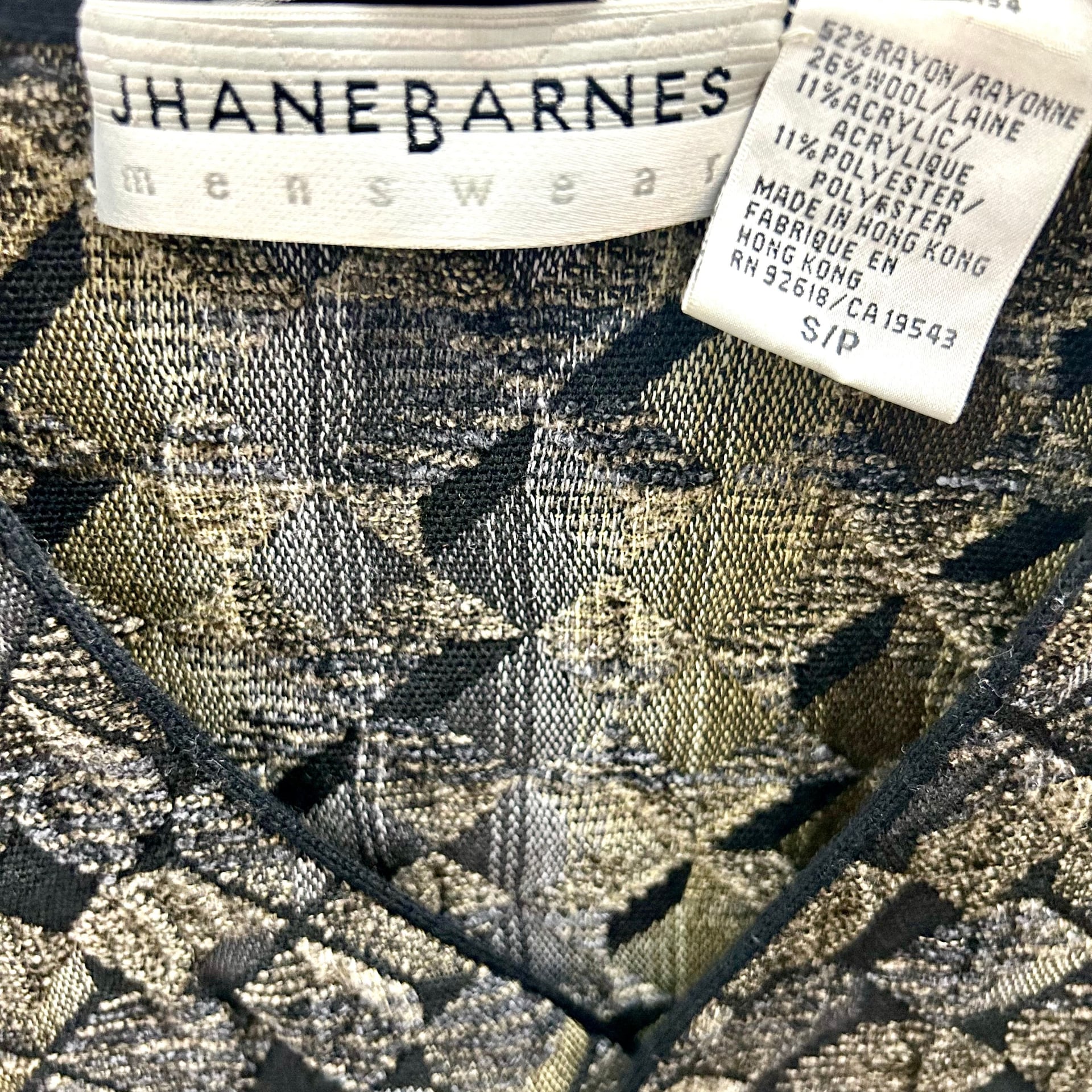 Jhane Barnes Vintage Black Geometric Design Cardigan Small 1