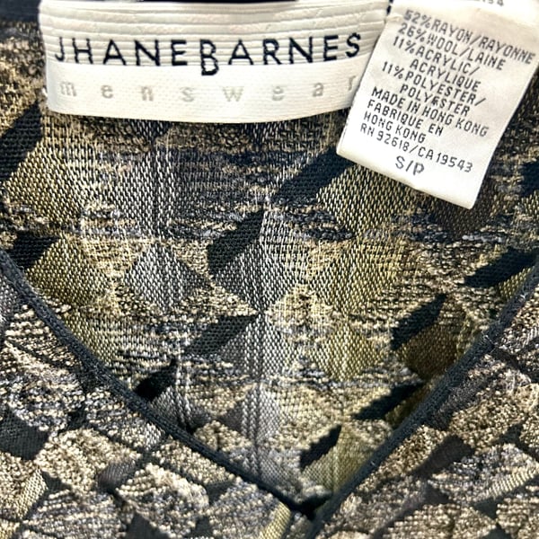 Jhane Barnes Vintage Black Geometric Design Cardigan Small
