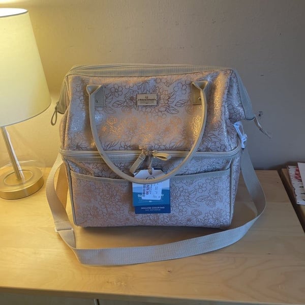 Natural Elements Pink And Gold Flamingos Insulated Cooler Bag