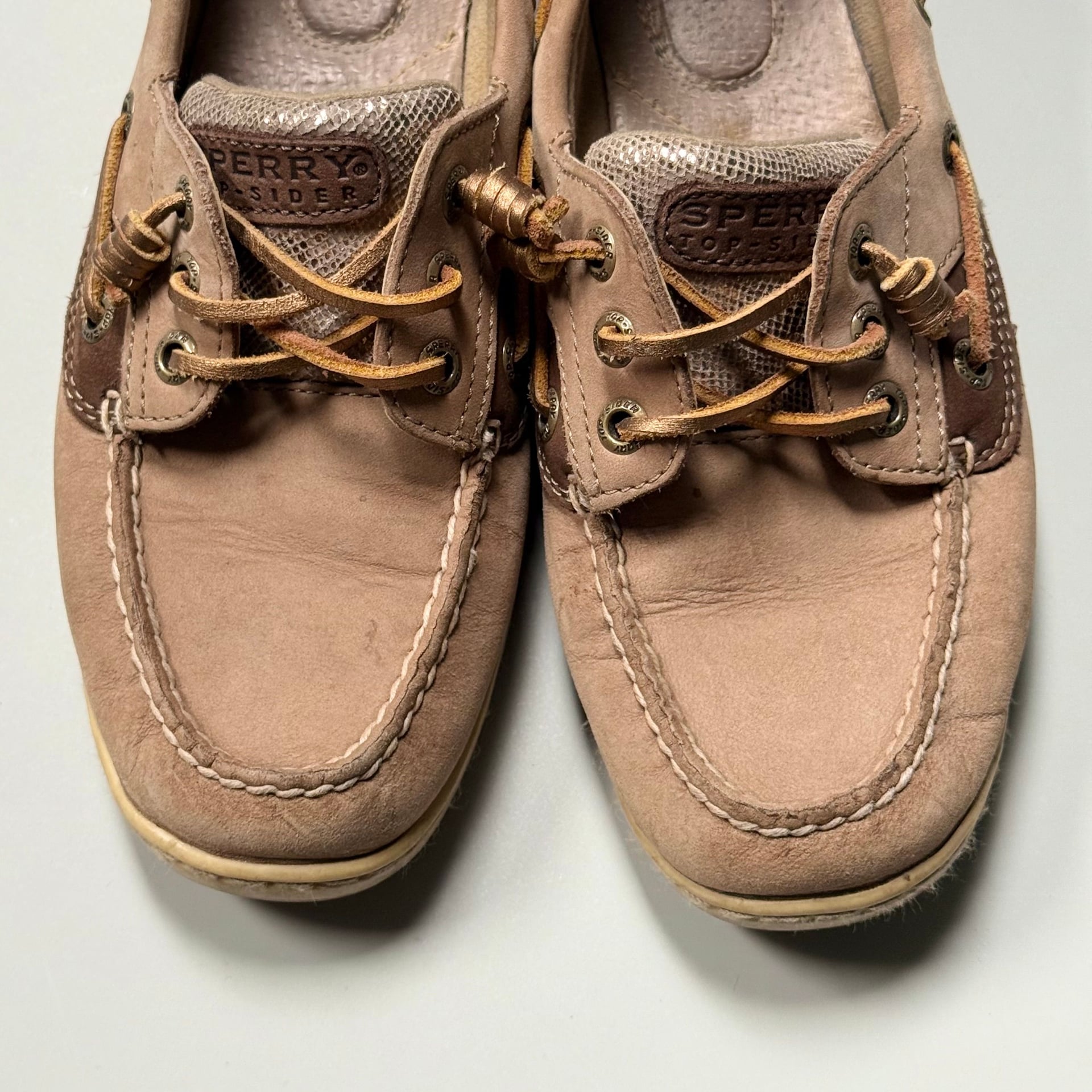 Sperry Top-Sider Ivyfish 6.5M Sparkle Boat Shoes Tan Brown Leather Metallic 3