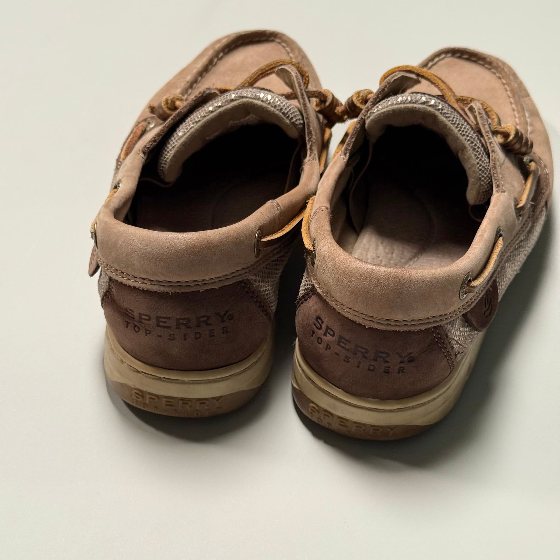 Sperry Top-Sider Ivyfish 6.5M Sparkle Boat Shoes Tan Brown Leather Metallic 4