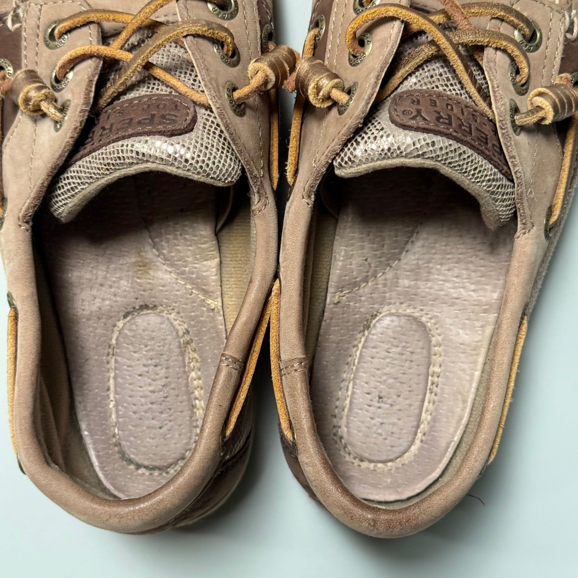 Sperry Top-Sider Ivyfish 6.5M Sparkle Boat Shoes Tan Brown Leather Metallic 5