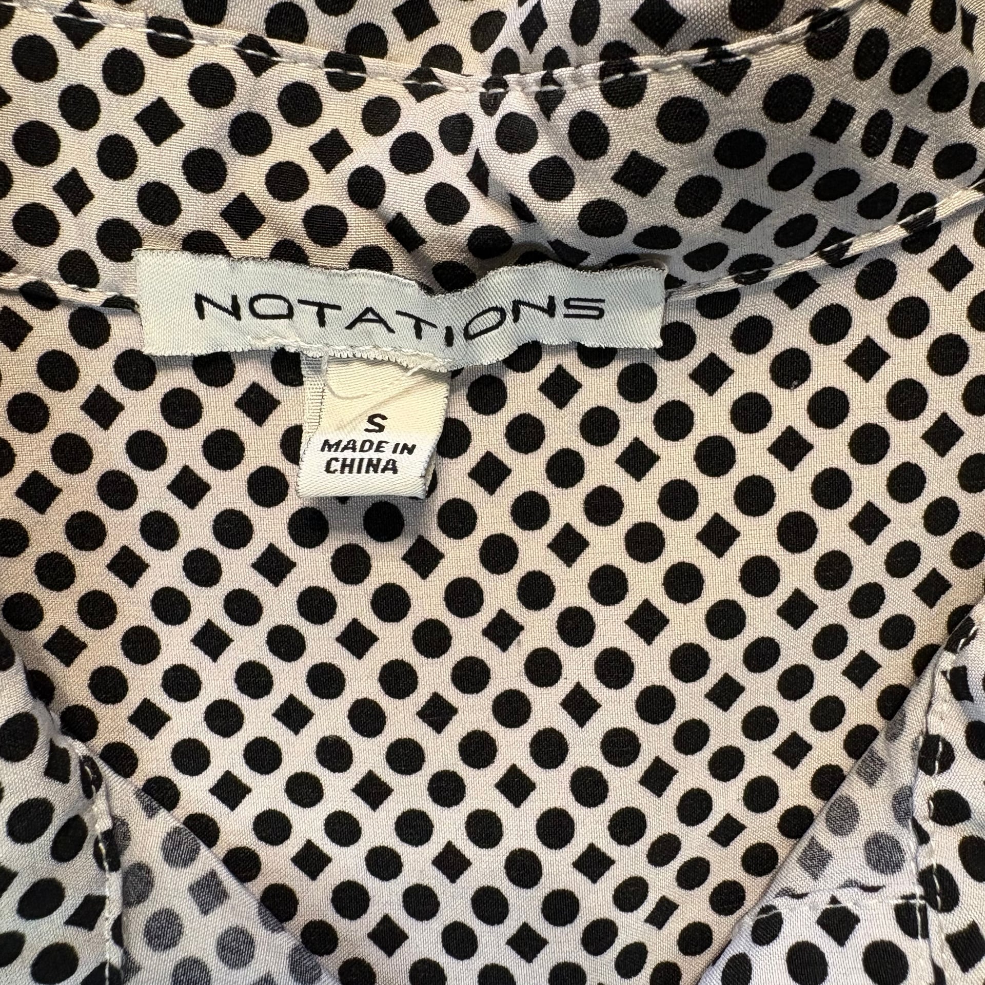 Notation The Portofino Shirt Black White Polka Dot Blouse 1