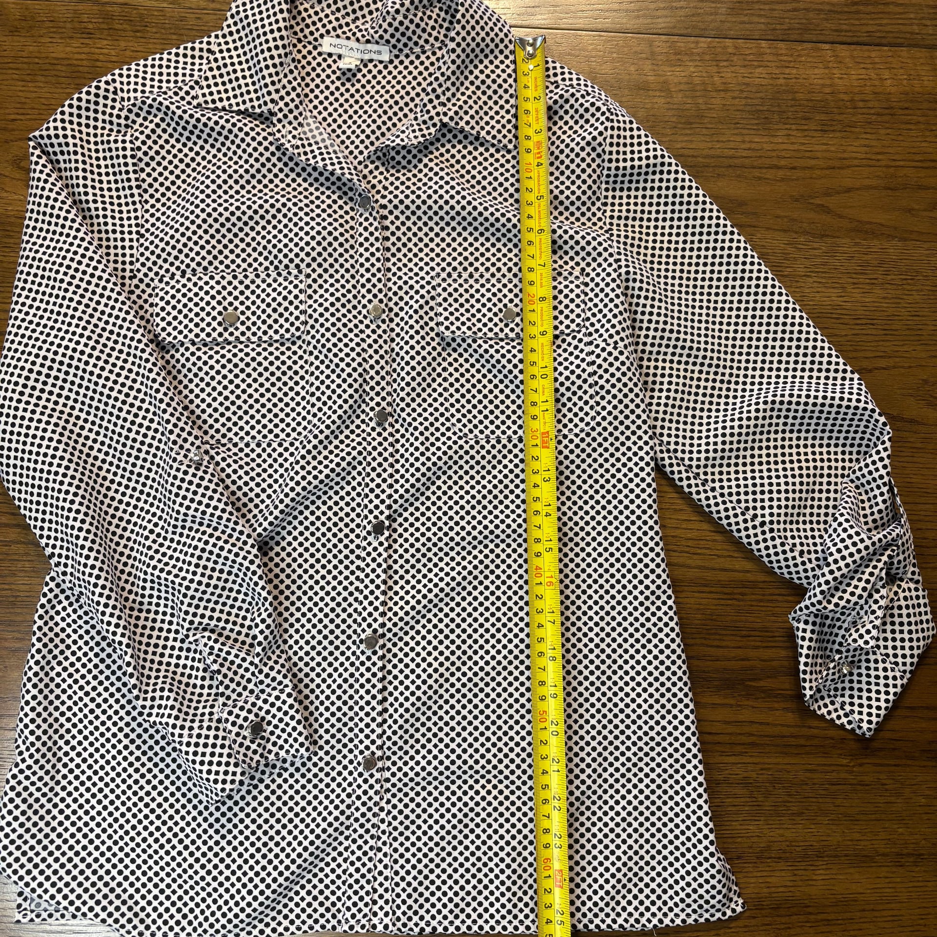 Notation The Portofino Shirt Black White Polka Dot Blouse 3