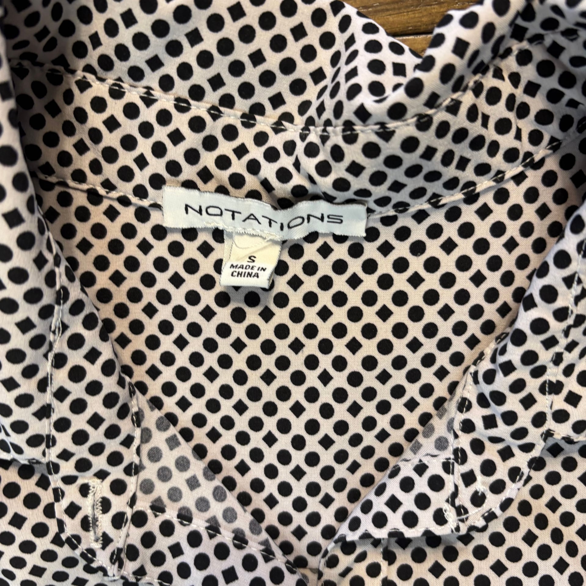Notation The Portofino Shirt Black White Polka Dot Blouse 4