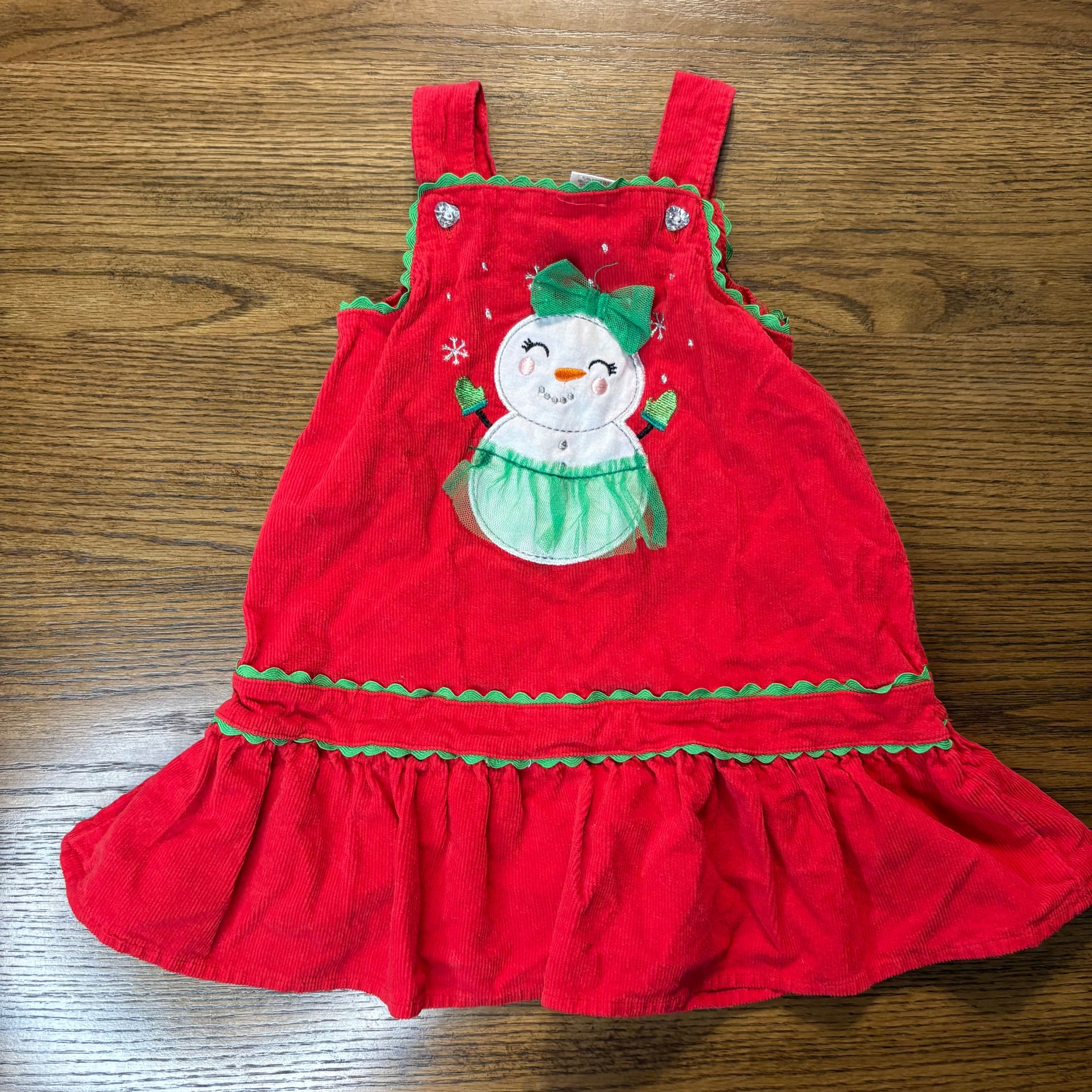 Nanetle Editions Christmas Candy Cane Corduroy Jumper Dress 24M 1