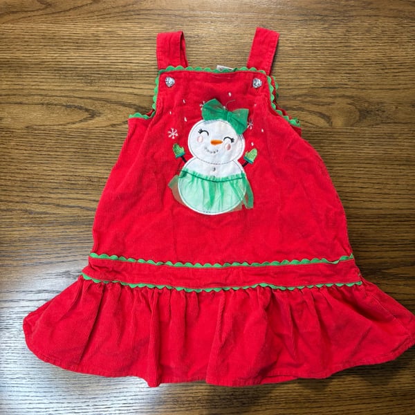 Nanetle Editions Christmas Candy Cane Corduroy Jumper Dress 24M