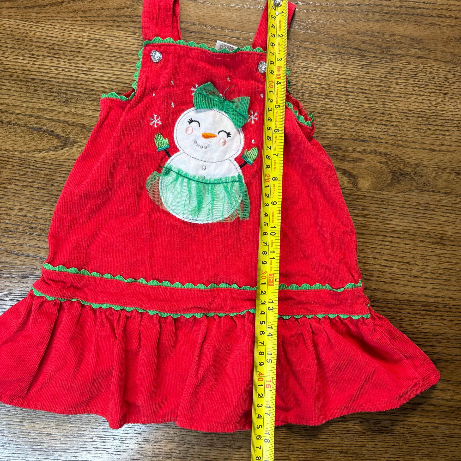 Nanetle Editions Christmas Candy Cane Corduroy Jumper Dress 24M 2