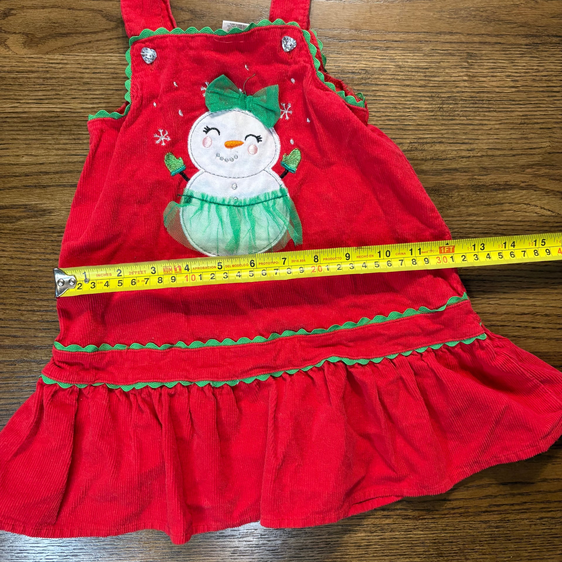 Nanetle Editions Christmas Candy Cane Corduroy Jumper Dress 24M 3