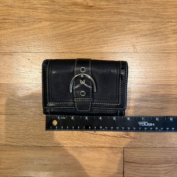 Vintage Coach Black Leather Buckle Wallet