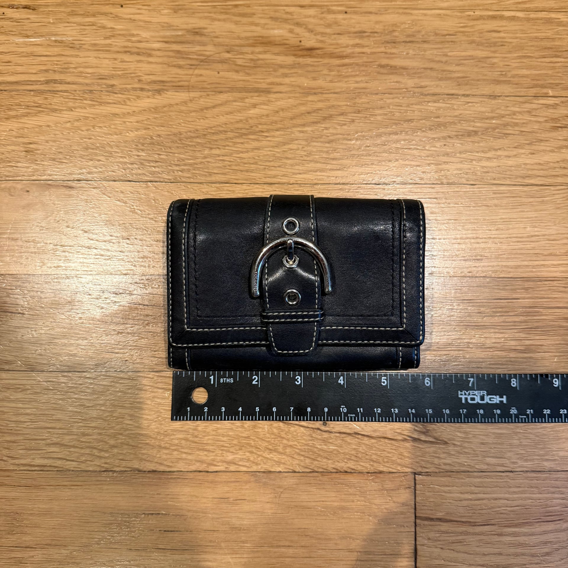 Vintage Coach Black Leather Buckle Wallet 2