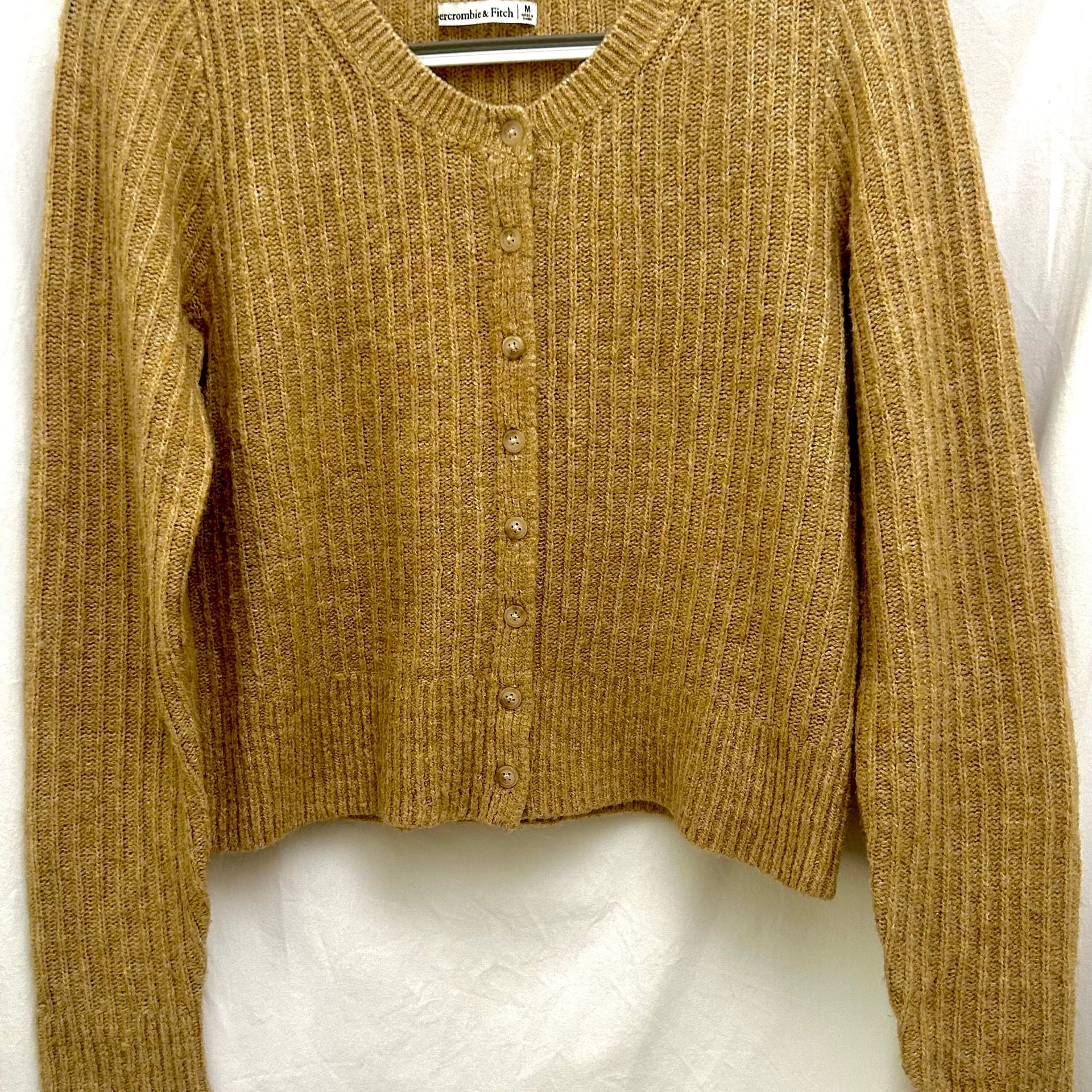 Abercrombie & Fitch Tan Cardigan Cropped M Preppy 2