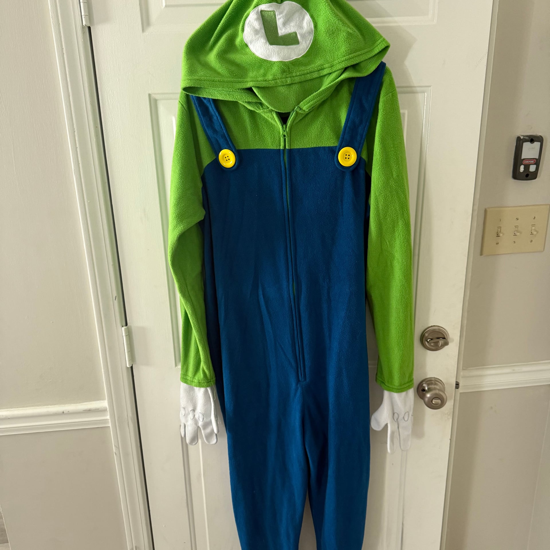 Super Mario Bros. Luigi Union Suit Pajamas Adult Costume 1
