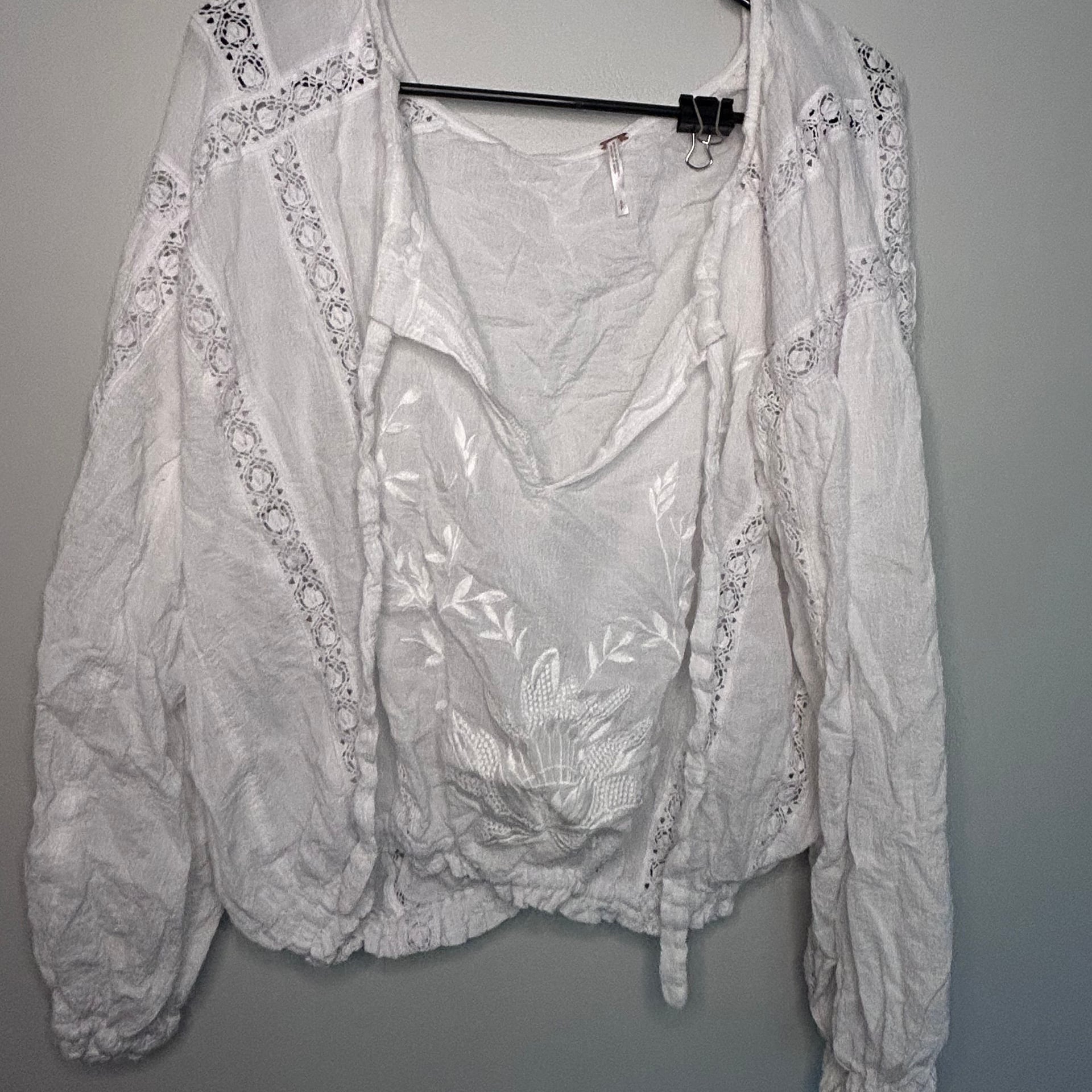 Free People Maria Maria Lace Blouse in White 2