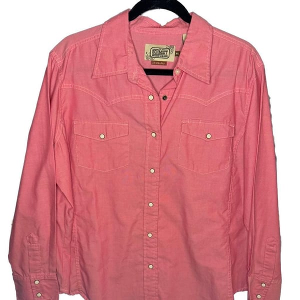 CE Schmidt Workwear Women Button Snap Western Shirt Size Medium Pink M113 -19