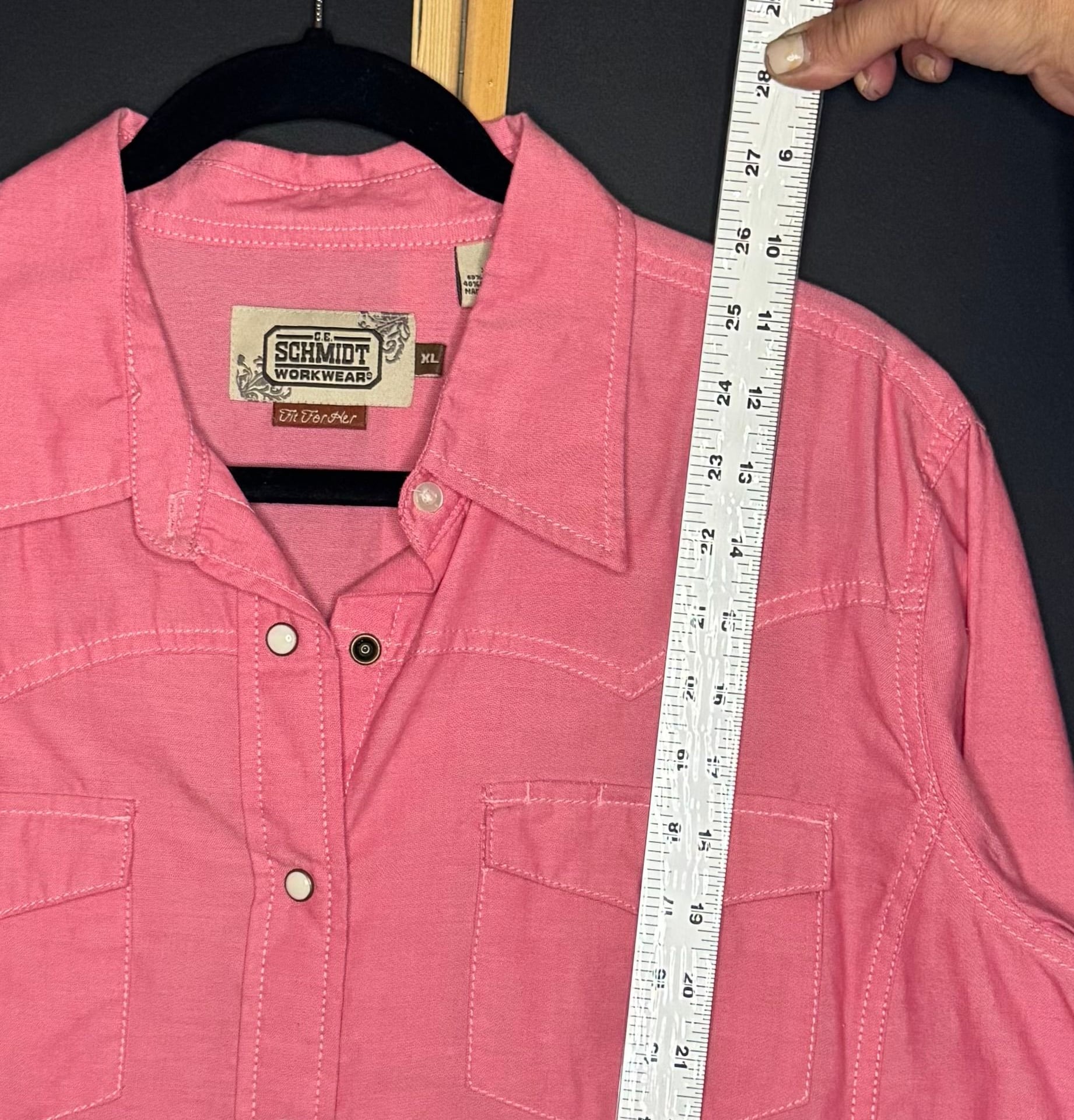 CE Schmidt Workwear Women Button Snap Western Shirt Size Medium Pink M113 -19 5