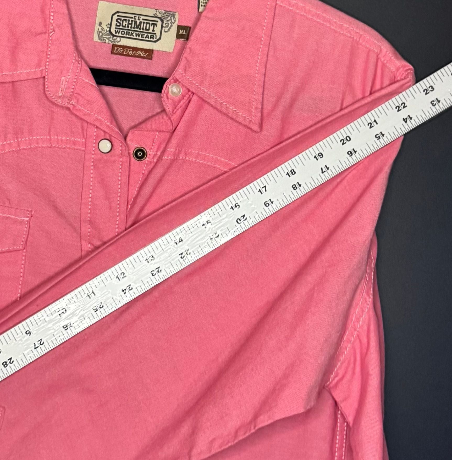 CE Schmidt Workwear Women Button Snap Western Shirt Size Medium Pink M113 -19 6