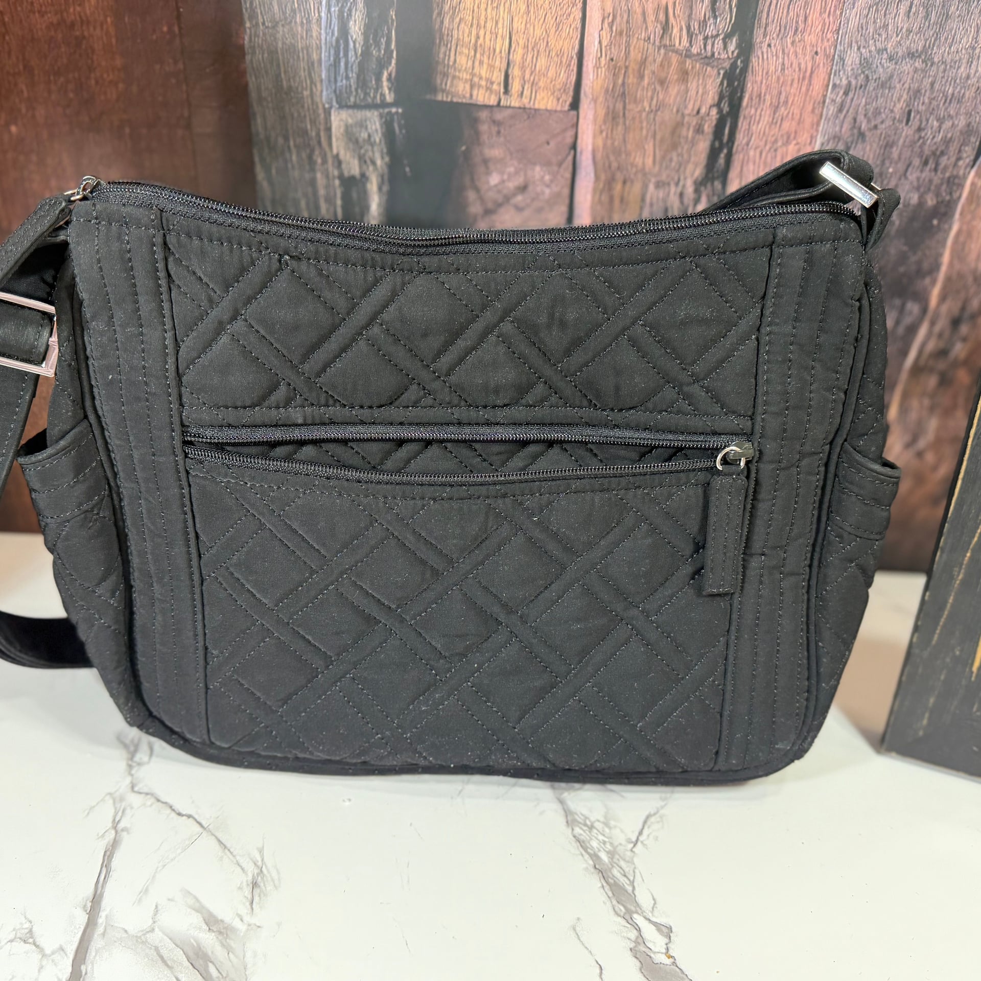 Vera Bradley Black Quilted Crossbody Shoulder Bag 9
