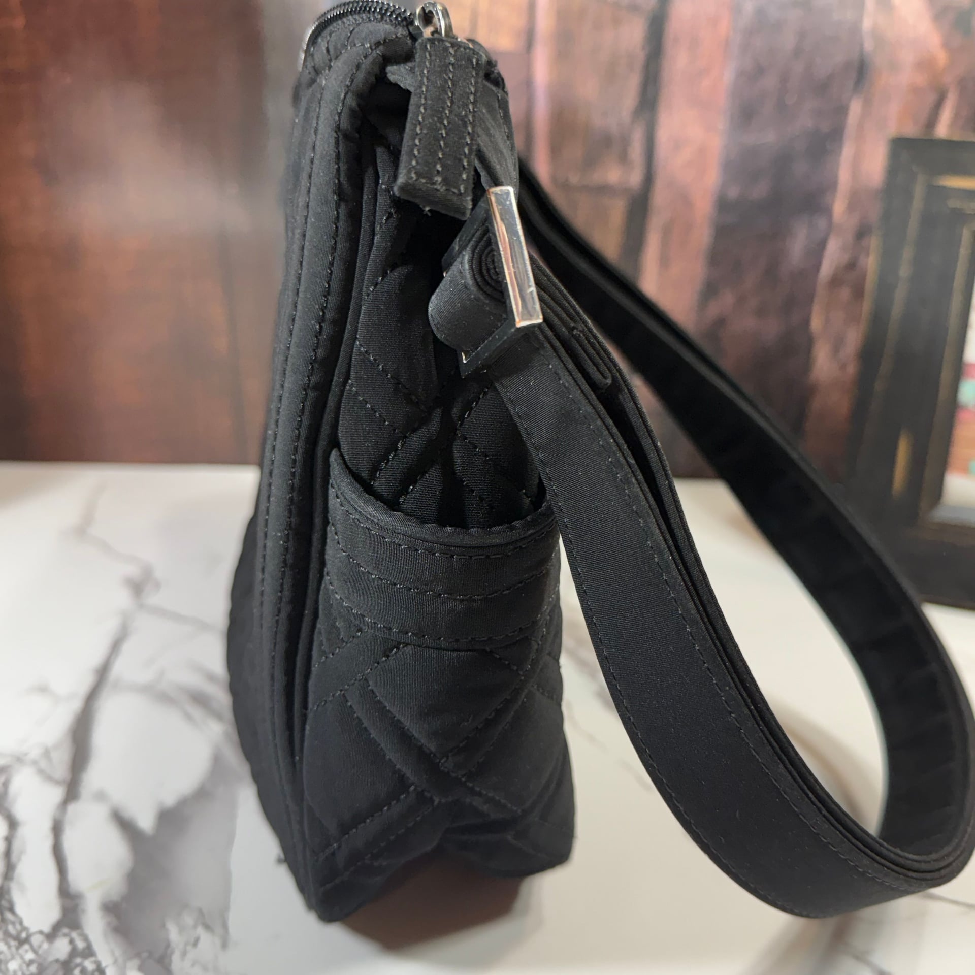 Vera Bradley Black Quilted Crossbody Shoulder Bag 11