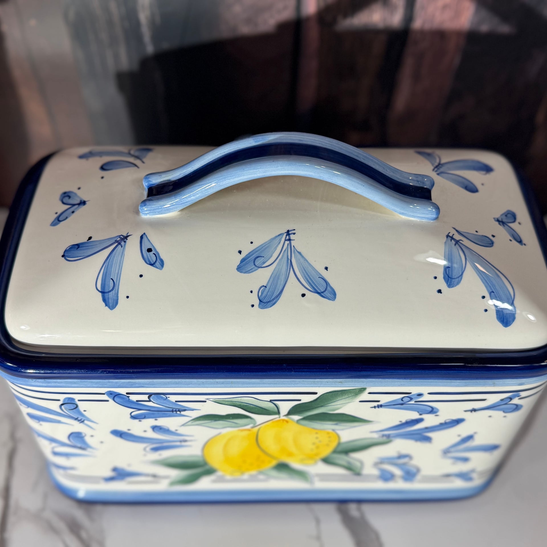 Inspirado Seattle Stonelite Lemon Ceramic Bread Box Cookie Jar Canister 3