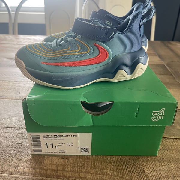 Nike Giannis Immortality 4 PS Denim Turquoise Kid Prechool Basketball FZ6733-400