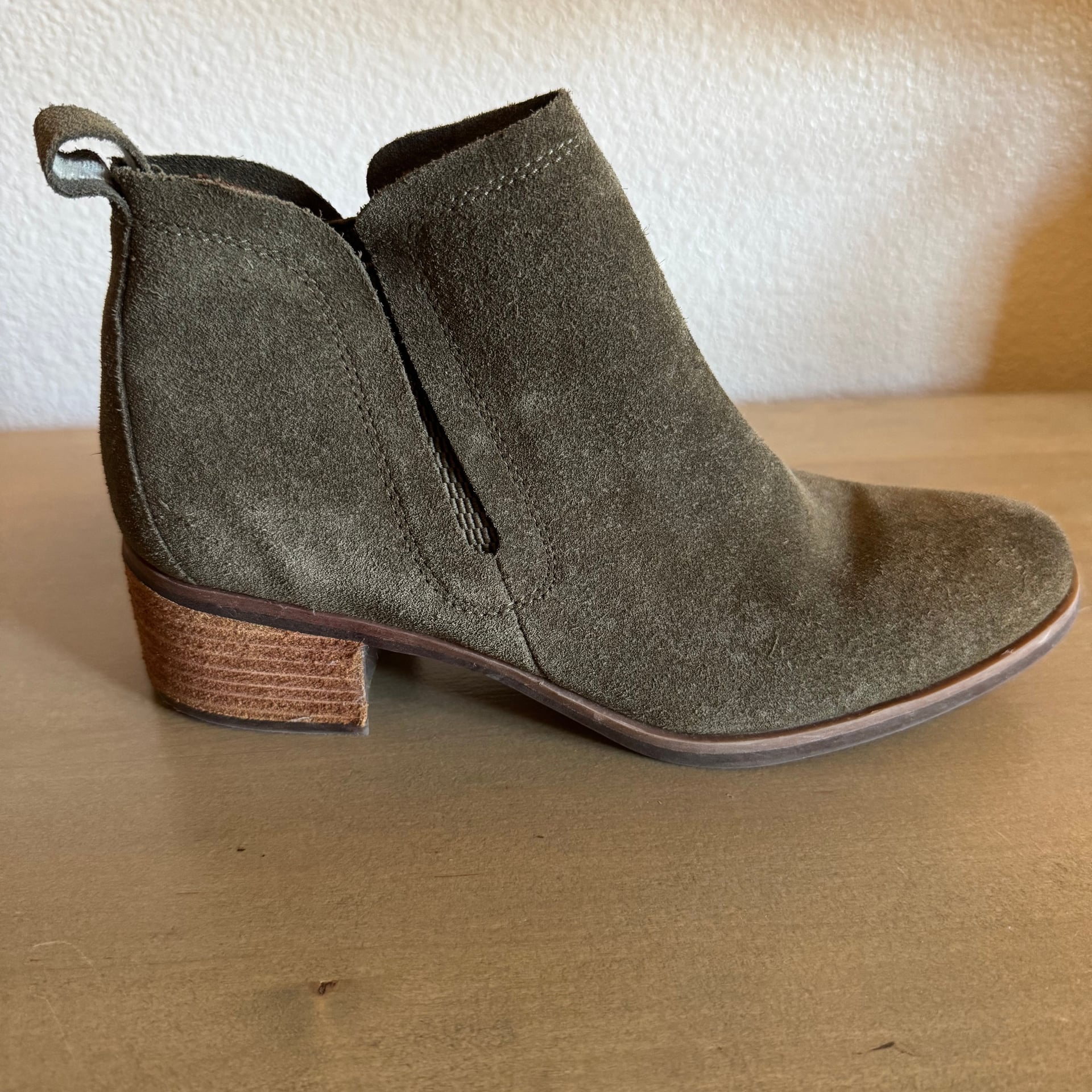 Kork-Ease Green Suede Leather Chunky Heel Chelsea Ankle Boot W 7.5 3