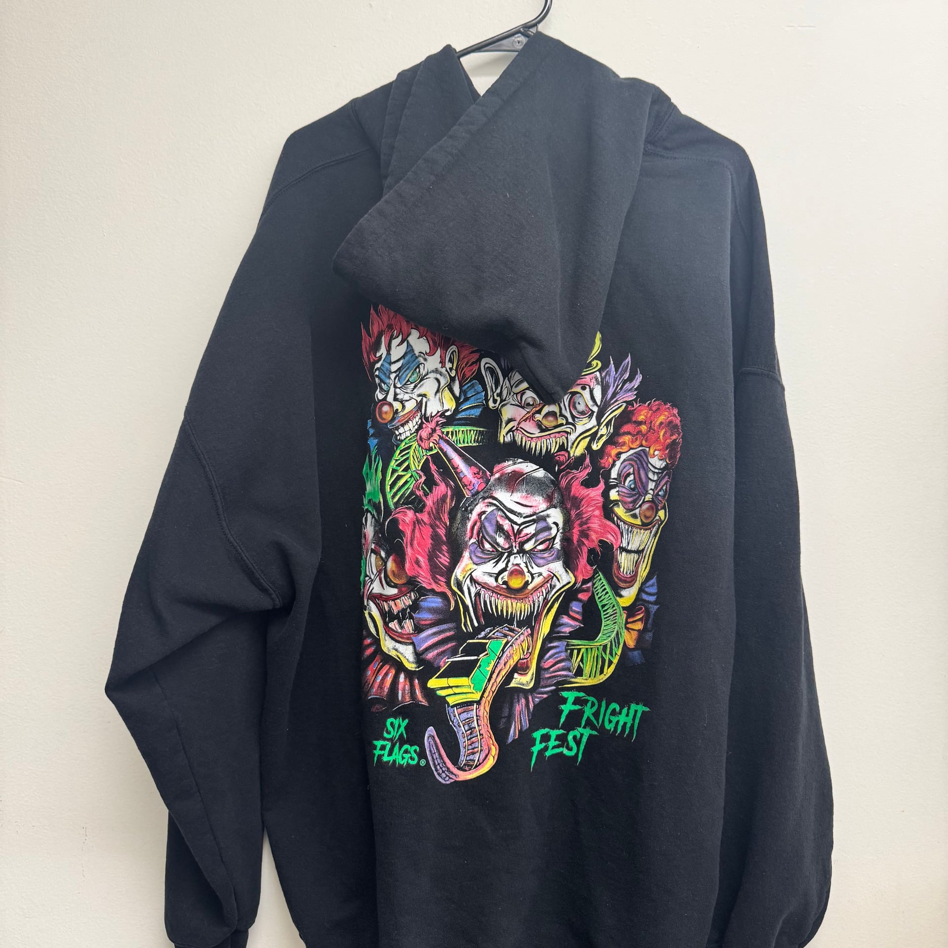 Six Flags Fright Fest Scary Clowns Halloween Black Hoodie 1