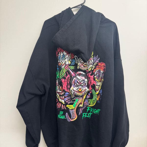 Six Flags Fright Fest Scary Clowns Halloween Black Hoodie