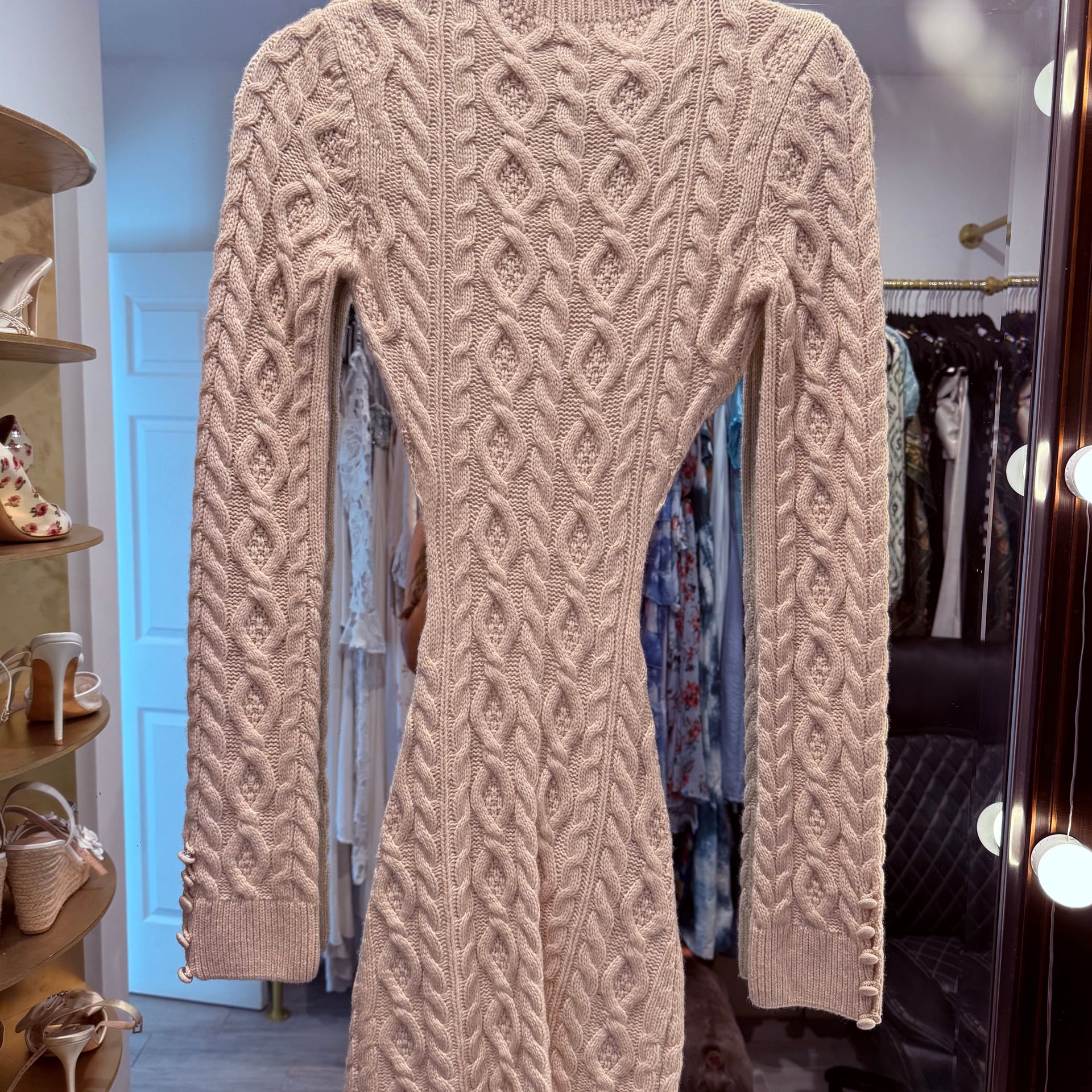 Danielle Guizio Cable Knit Backless Turtleneck Dress 1