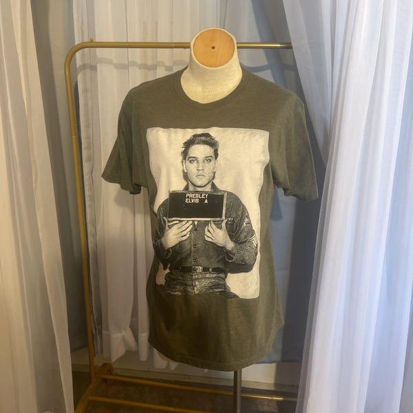 Elvis Presley Army Mugshot Crewneck Graphic Tee