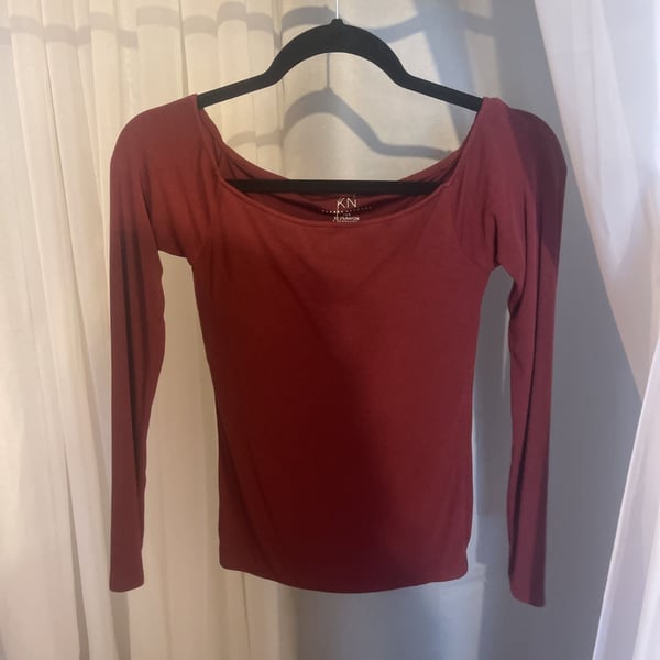 Klassy Network Ribbed Boat Neck Braless Long Sleeve Top