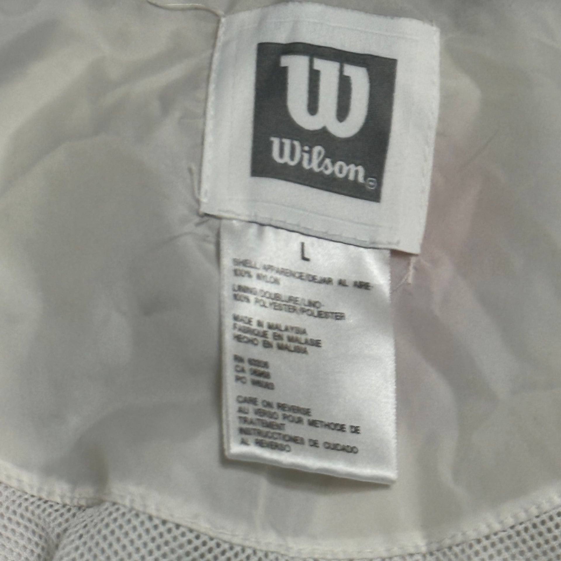 Vintage Wilson Blue White Zip Front Jacket Windbreaker With Shoulder Pads Size M 4