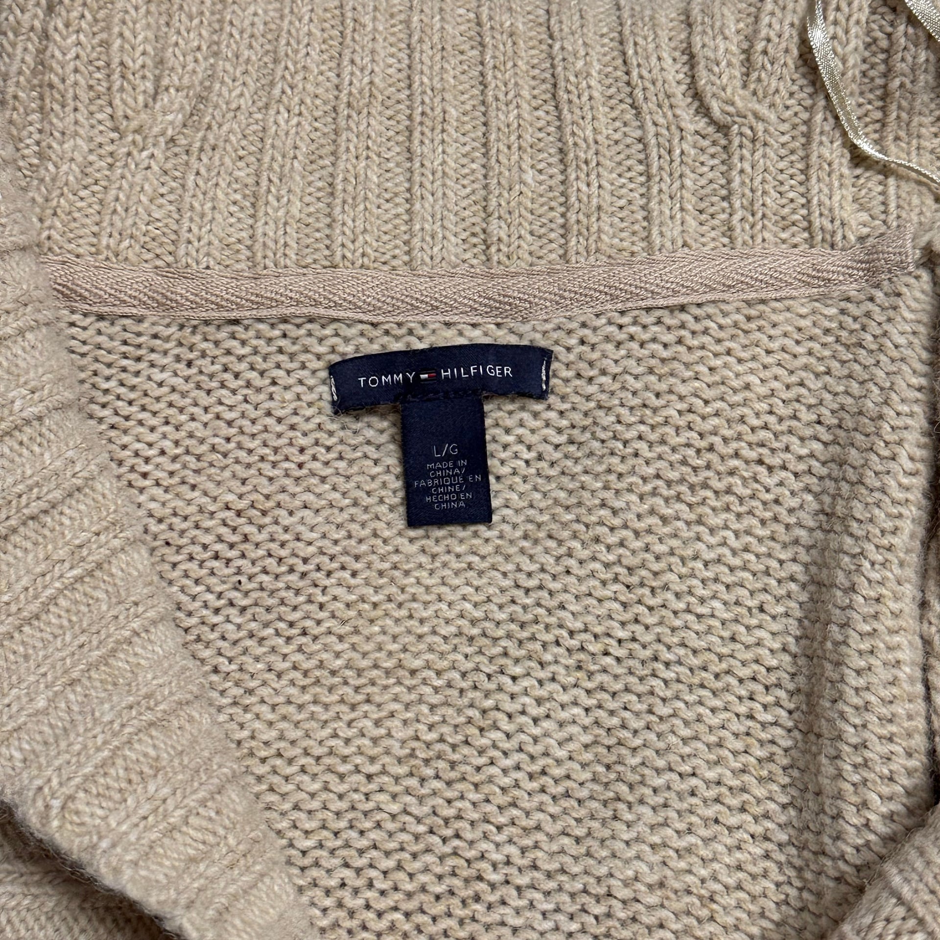Vintage Hand Knit Cream Cable Knit Cardigan Sweater 2