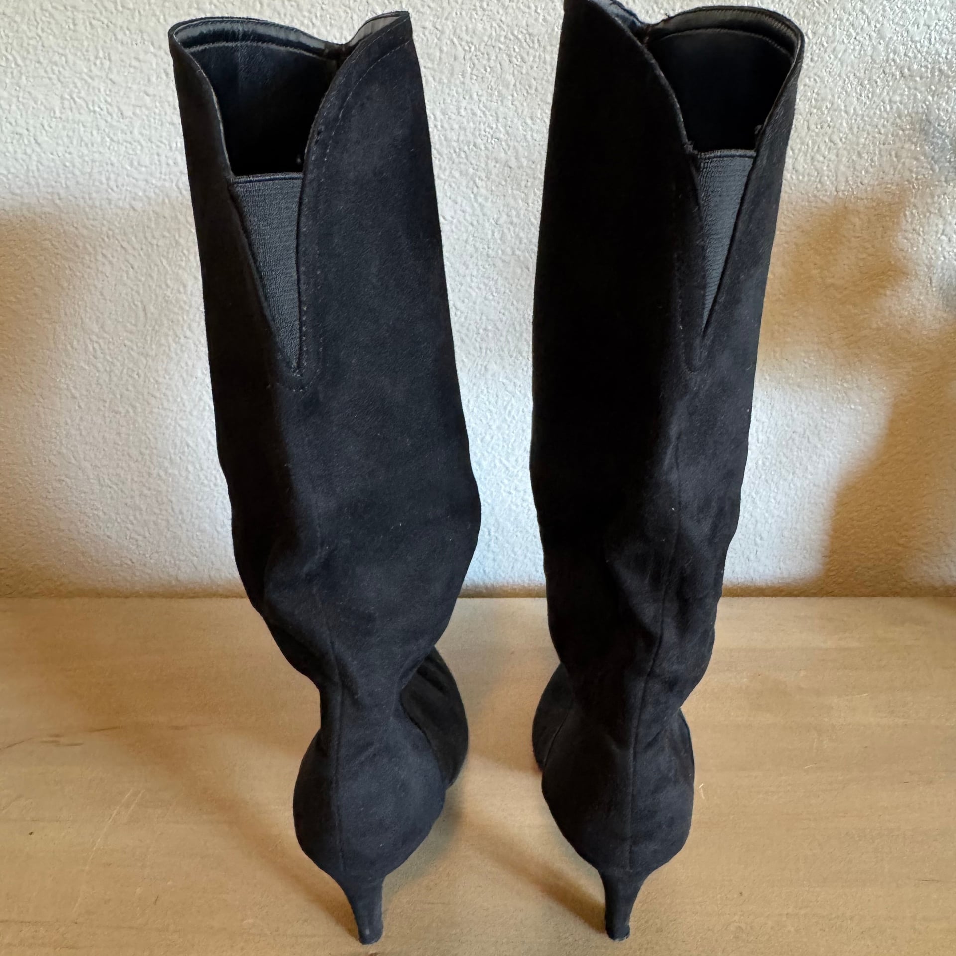 Nine West BUYAH Faux Suede Black Knee-High Kitten Heel Boots 6.5 3