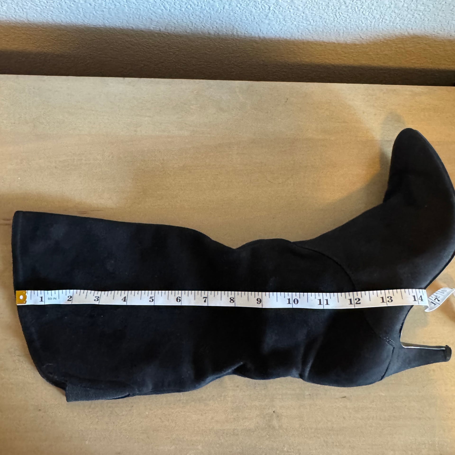 Nine West BUYAH Faux Suede Black Knee-High Kitten Heel Boots 6.5 5