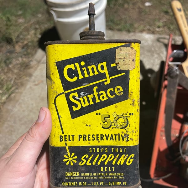 Vintage Cling-Surface Fan Belt Oil Can Tin Oiler Automotive Memorabilia
